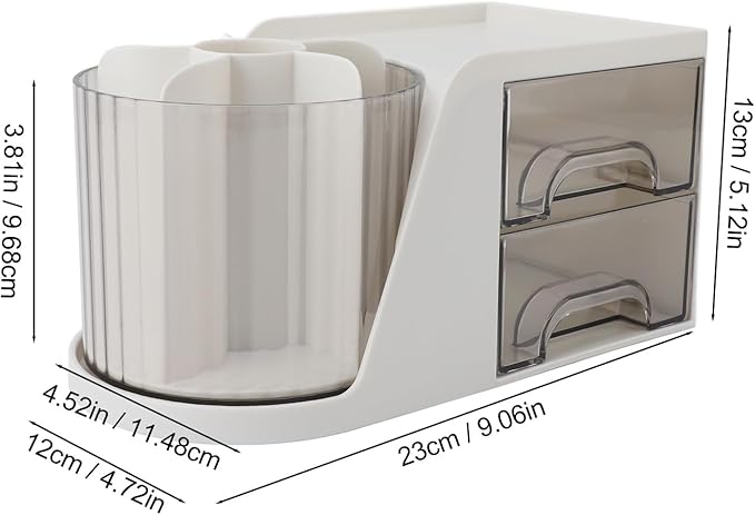 TOPINCN Desk Organizer, Desktop Stationery Organizer, Plastic Rotating Pen Holder Shelf, Ideal for Office Accessories and Small Items (White)