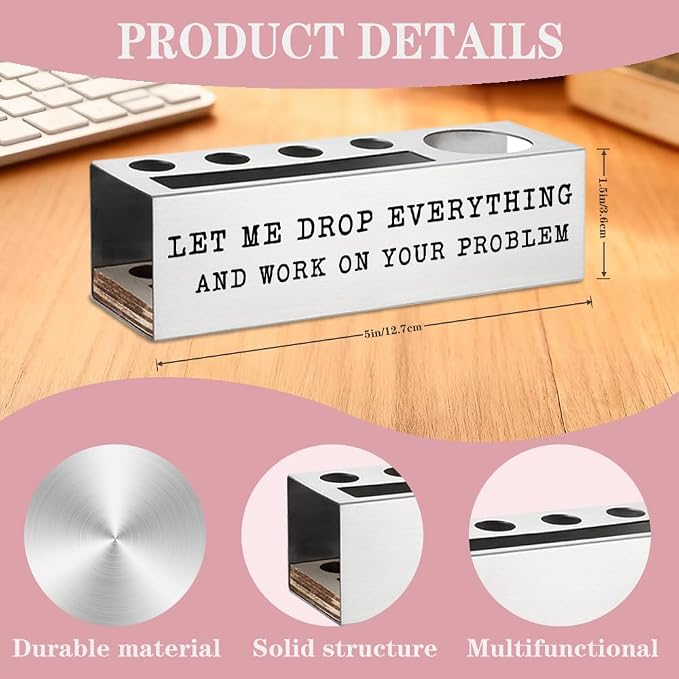 Funny Coworker Pen Pencil Holder Organizer for Desk, Stainless Steel