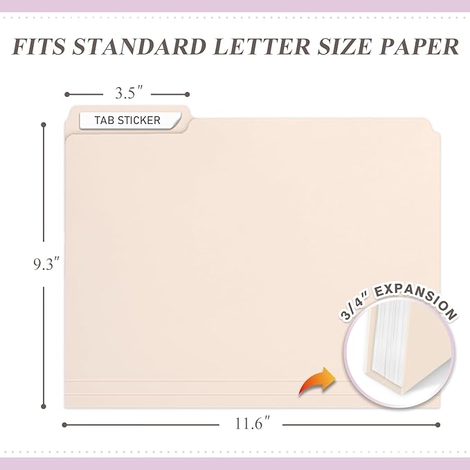 H4D 30 Pack Plastic File Folders Heavy Weight, Poly Colored File Folders 1/3-Cut Tabs with Sticky Labels, Letter Size, Pastel Colors