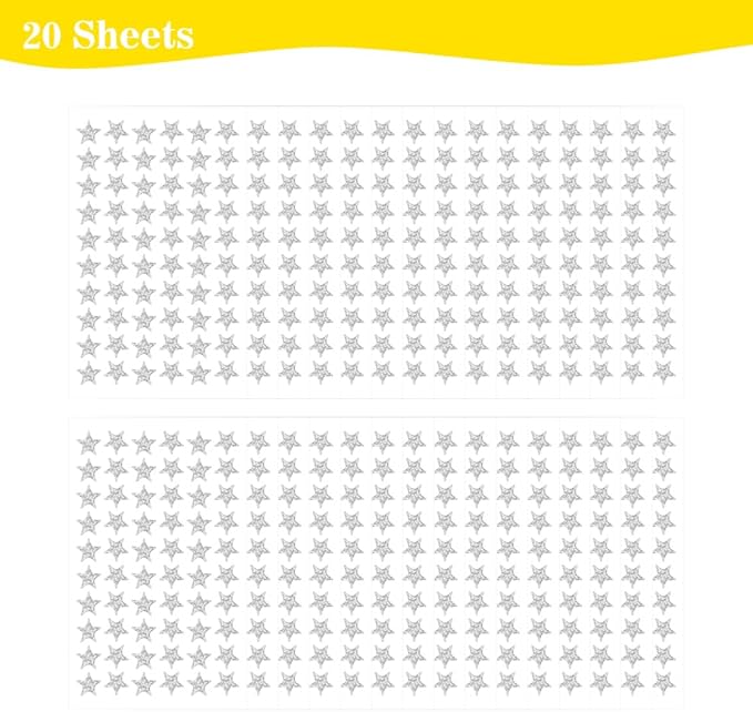 1080 PCS Silver Star Stickers, Small Star Stickers, 20 Sheets Holographic Star Stickers, Star Sticker for Kids Reward, School Planner, Behavior Chart, Classroom Teacher Supplies, DIY, Home