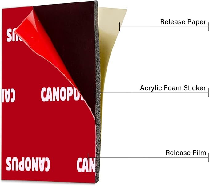CANOPUS Mounting Square Tape Double Sided, Adhesive Pads Foam Tape, 5952 Roll, 8-PCs 1.5 in x 1.5 in Square Pack, with Box Cutter (1PC) and Razor Replacement (2PCs)