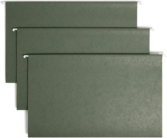 Smead TUFF Hanging File Folder with Easy Slide Tab, 1/3-Cut Sliding Tab, Legal Size, Standard Green, 20 per Box (64136, Rod Color May Vary)
