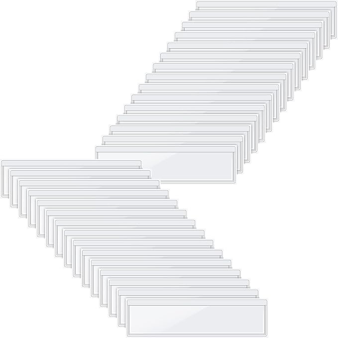 30 Pack Self-Adhesive Index Card Pockets with Top Open for Loading - Ideal Index Card Holder for Organizing and Protecting - Crystal Clear Plastic(1.2 x 4.4 Inches)