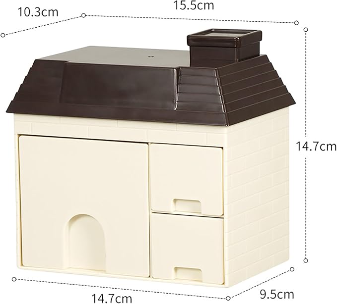Desk Organizer with Drawers, 3 Drawers Storage Organizer Creative House Shaped Organizer Drawer Type Desktop Storage Box Stationary Organizer for Home Dormitory Office (Coffee Color)