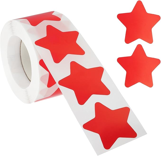 PATIKIL Star Stickers Roll 1.5", 500 Pcs Self-Adhesive Reward Stickers for Classroom Teacher Supplies and DIY Craft, Red