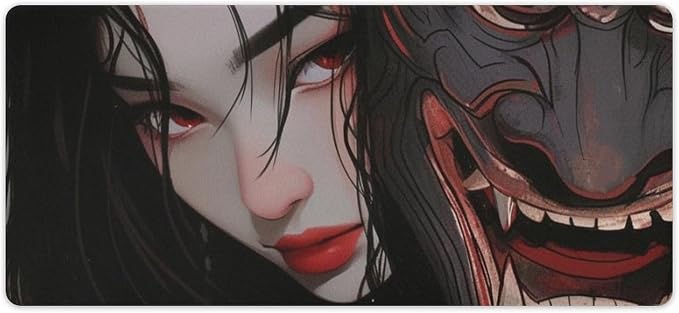 Large Mouse Pad Gaming Mousepad Japanese Fantasy Female Samurai Anime Girl Desk Mat for Keyboard and Mouse Mat Non-Slip Rubber Desk Pad 40x90cm, Style