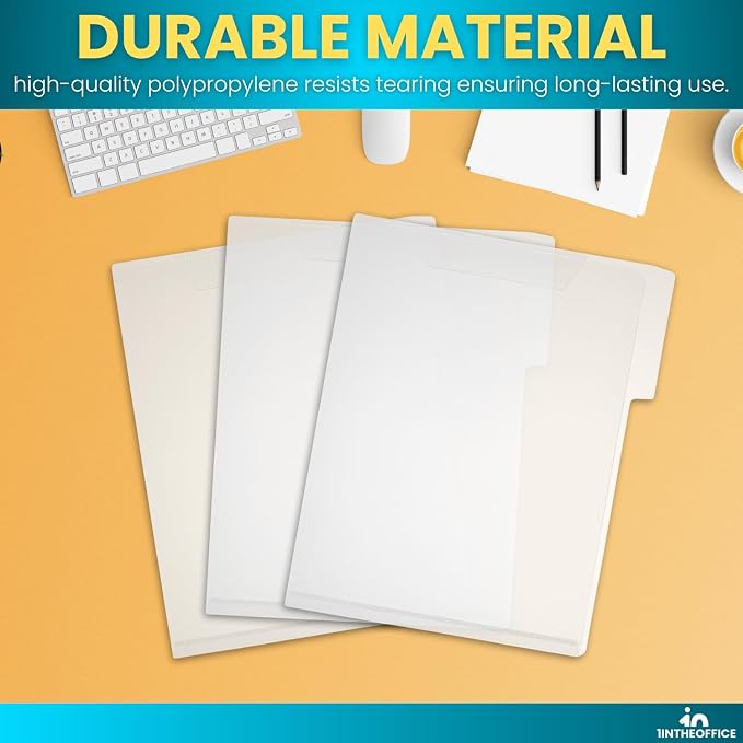 1InTheOffice Clear Plastic Folder, Transparent Plastic Document File, Clear Pockets Folder, Letter Size,10/Pack