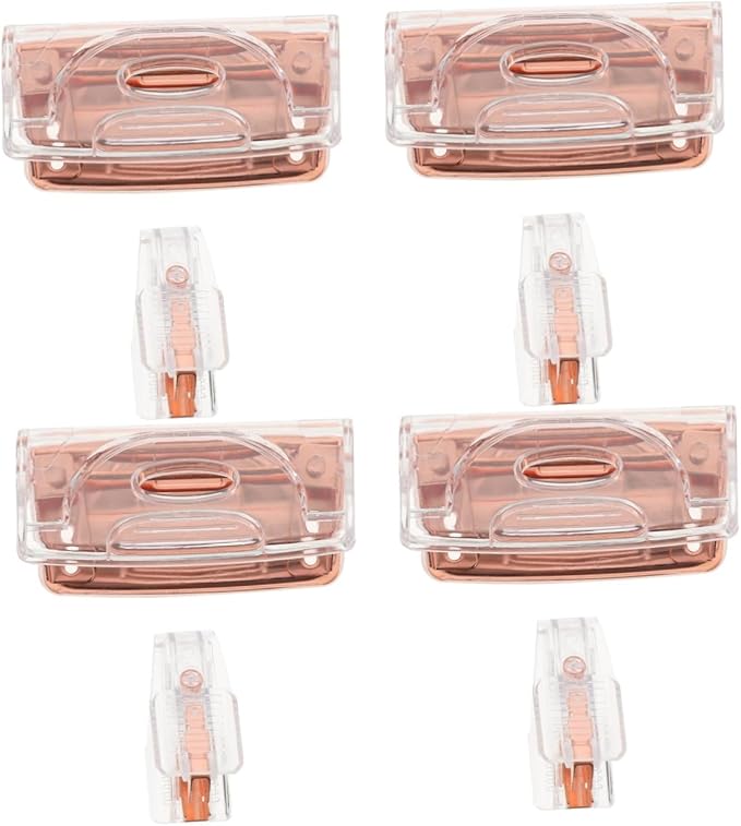TEHAUX 4sets Cardboard Two Hole Puncher and Stapler Remover Set Rose Gold Office Supplies for Easy Document Organization and Efficient Staple Removal