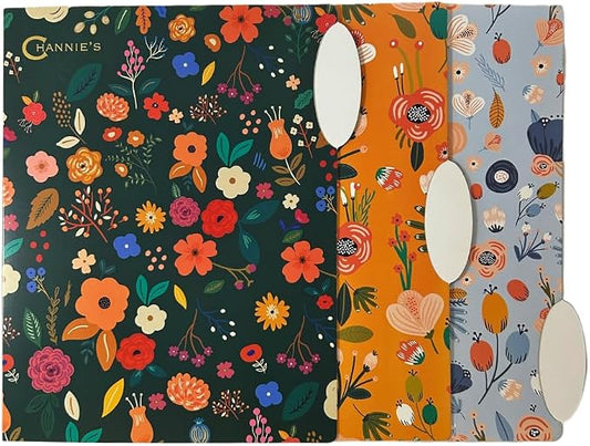 Channie’s Premium File Folders – 6-Pack Vibrant Bold Floral Design in Blue, Yellow & Green – 8.75” x 10.25” Decorative Office Folders for Stylish Organization
