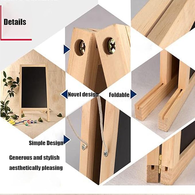 Freestanding Wooden A-Frame Double Sided Chalkboard Signs,12 x 8 Standing Chalkboard Sign Chalk Board Sandwich Board Easel,Sturdy Sandwich Board for Restaurant, Cafe, Business or Wedding