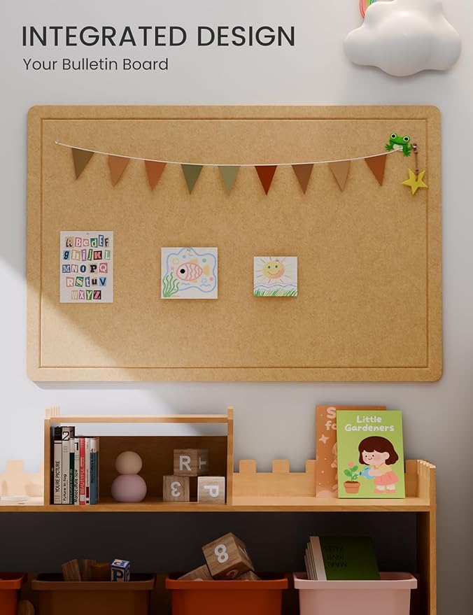 Fluxynara Bulletin Board,35.4" x 23.6" Cork Board Alternative with 12 Safe Removable Adhesive Tabs, Foldable Felt Pin Board for Home Office, Classroom, Bedroom,Entryway for Walls—Mustard Yellow