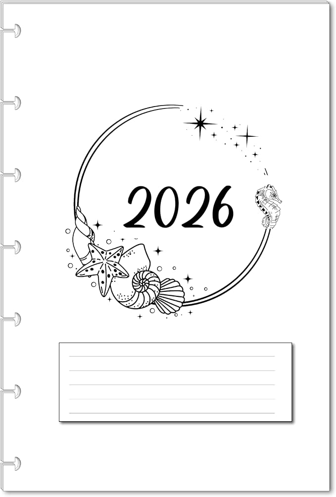 2026 Monthly Planner Calendar Refills for 7,8,9,11 Disc Mini, Classic, Skinny, Junior, Big size Discbound, Happy Planners, Loose-Leaf Inserts, 12 Month (7 Disc Mini, Ocean)
