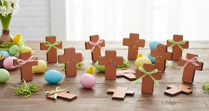 SHAPES ETC. 15 Pcs Brown Cross Foam Single Color Creative Cut-Outs 5.25x4.25in Sunday School VBS Decoration Nativity Religious Christmas Crafts Faith Christian Easter Bulletin Board Décor Made in USA
