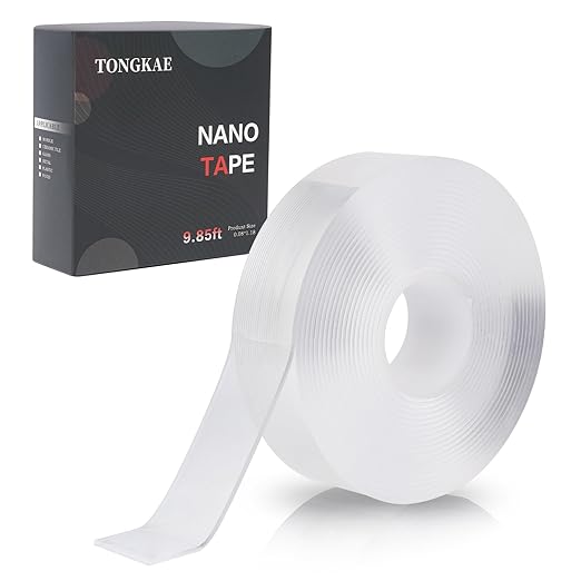 Double Sided Tape Heavy Duty, 9.85FT Nano Tape Extra Large Clear Mounting Tape, Removable Traceless Two Sided Adhesive Tape, Strong Grip Picture Hanging Strips Adhesive Poster Carpet Tape