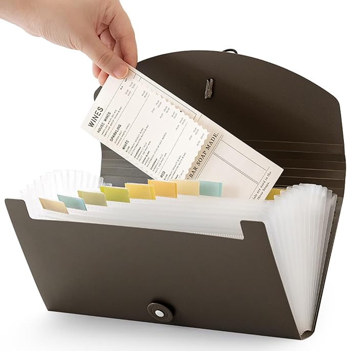 Check Size 13 Pocket Expanding File Folder, Accordion File Organizer Wallet Case for Coupon Receipt Storage,Business Document Organizer Wallet,10 x 5.5 inches
