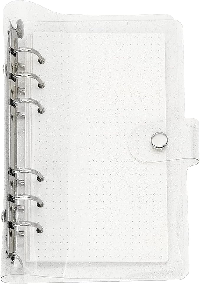 A6 A5 6-Holes Colorful PVC Cover Personal Organizer with Snap Button Closure File Folder for Loose Leaf Sheet Notebook (Starry Sky, A6 mini Set)