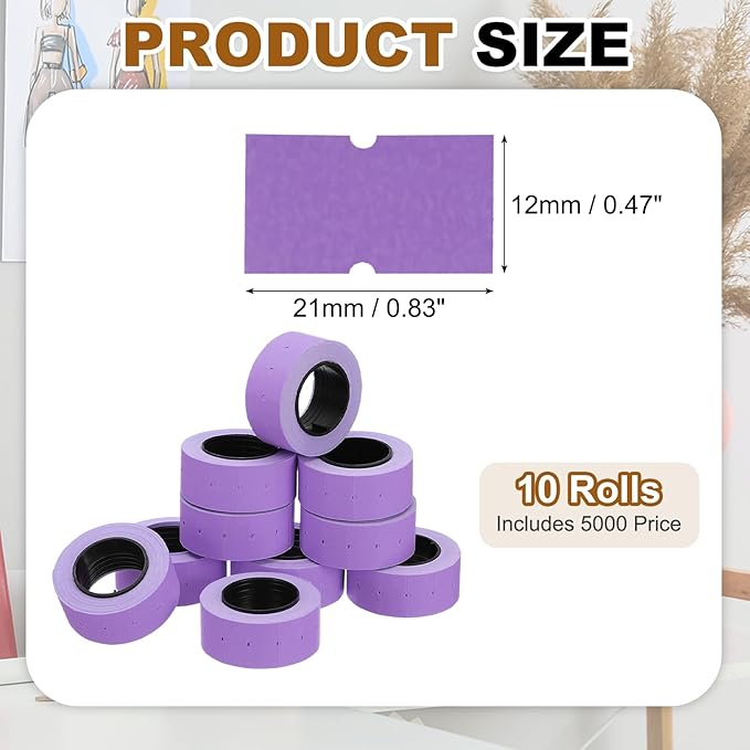 PATIKIL Pricing Labels, 10 Rolls 5000 Price Price Gun Labels Self-Adhesive Rectangular Puzzle Shape Marker Tag Stickers for Date Gun, Purple