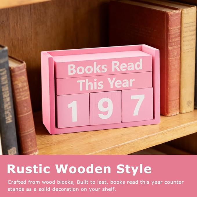 Books Read This Year Counter, Book Counter Sign Up to 999 Bookish Accessories, Books Read This Year Tracker for Reading Goal Display, Reading Challenge Gift for Readers(Color:Pink)