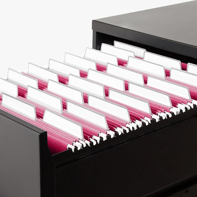Smead Hanging File Folder with Erasable ProTab, 1/3-Cut Erasable Tabs, Adjustable Position, Letter Size, Red, 20 per Box, Eraser Included (64197)