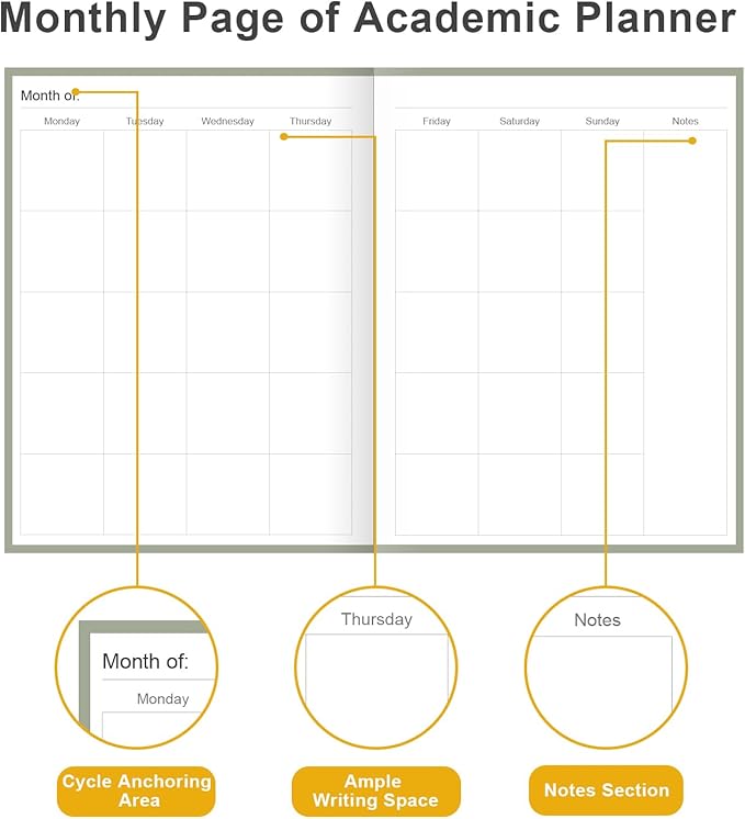 Academic Planner for 2026-2027 or Anytime – 8.5" x 11" Undated Weekly Student Planner For Homeschool, High School, College & Nursing Students, 200 Pages, Green