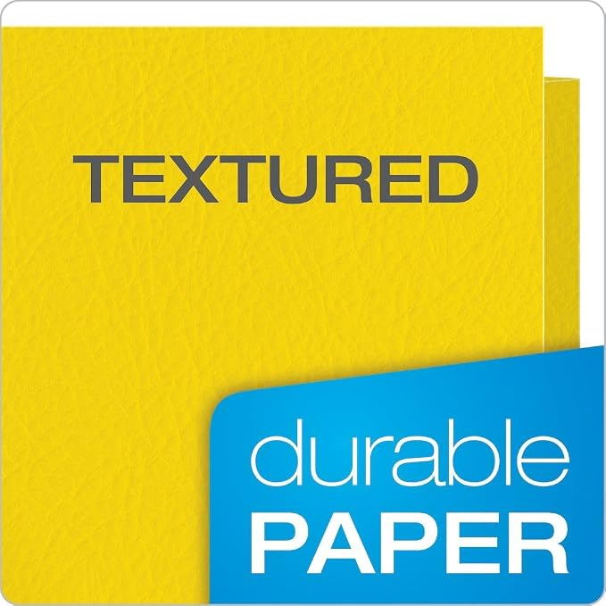 Oxford Twin-Pocket Folders, Textured Paper, Letter Size, Yellow, Holds 100 Sheets, Box of 25 (57509EE) (Pack of 5)