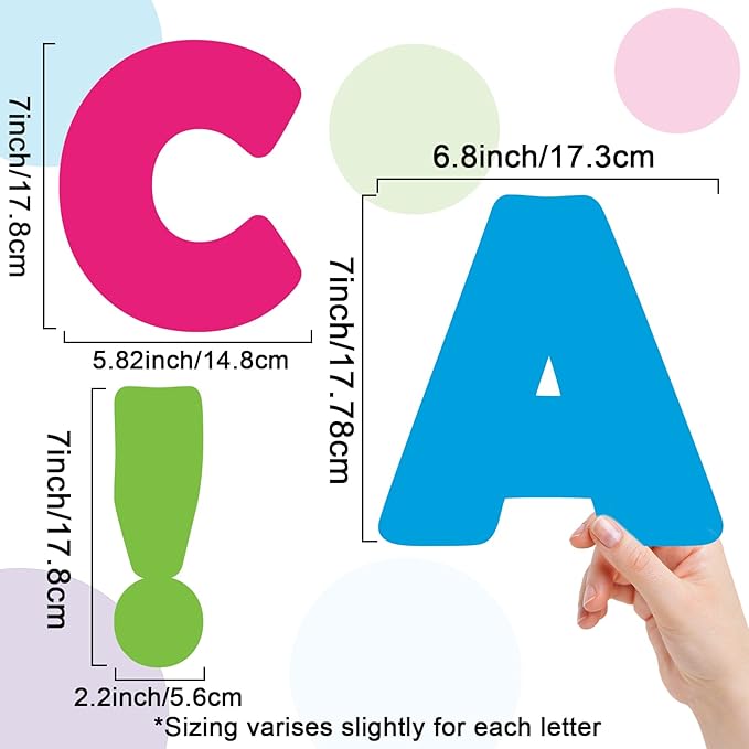 150 PCS Large 6" Font Letters and Punctuation Set, Colorful Classroom Alphabet Cutout for Bulletin Board Display Home School, A Great Helper to Inspire Students' Learning Interest