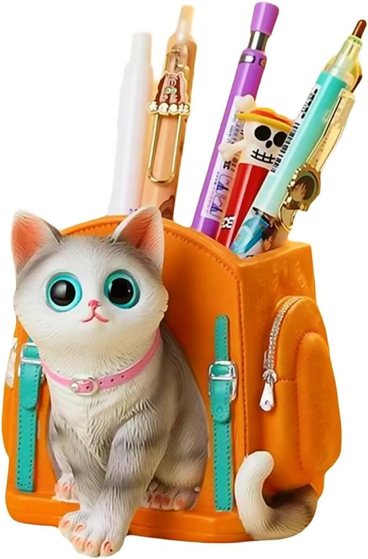 Cute Lucky Cat Pen Holder for Desk, 2026 New Cat Pencil Holder, Cat Lover Gifts for Women, Cat Desk Accessories Decor for Home Office School, Gifts for Cat Lovers
