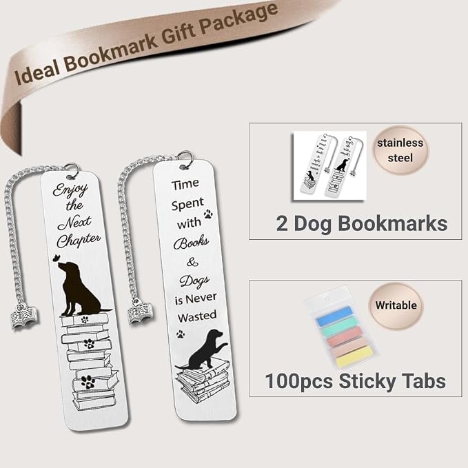 Dog Bookmark Gift for Women, Dog Mom Gifts for Women for Men for Dog Lovers Metals Book Pacge Markers for Kids Funny Dog Gifts