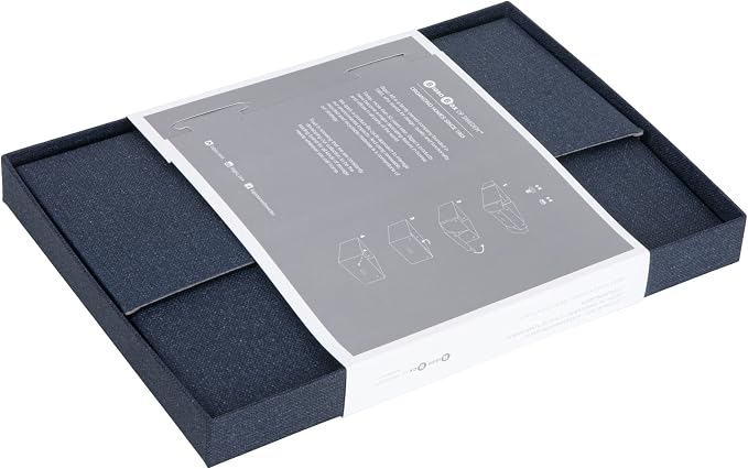 Bigso Karin KD Collapsible Storage Box with Labelframe for Easy Identification - Simple Assembly without Tools - Decorative Storage Boxes with Lids - 8.9in x 12.4in x 5.4in - Blue