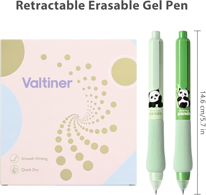 8Pcs Erasable Gel Ink Pens, Cute Retractable Pen with Erasers, 4 Black & 4 Blue Pen Set, 0.5mm Fine Tip Smooth Writing Pens, Comfort Grip for Note Taking and Crossword Puzzles (Green)
