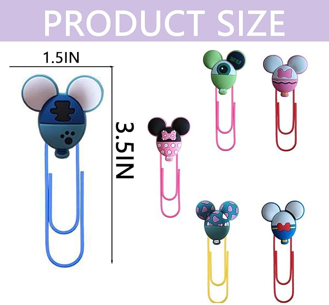 15PCS Cute Mouse Paper Clips,Cute Desk Accessories，Atationery Supplies for Teacher & Students Gifts Accessories for Women Decor，Bookmark Clamp，Page Marker Clip ，Teacher Supplies