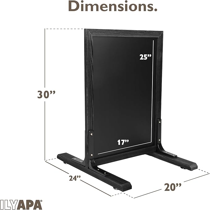 Ilyapa Large Chalkboard Sign - Free Standing Magnetic Sidewalk Sign - Outdoor Menu for Restaurant, Food Truck, Party, or Wedding - 30x20 Inch - Black