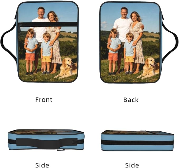 Personalized Bible Cover for Men Women Custom Bible Case with Picture Text Name Logo Customized Storage Bag with Pockets