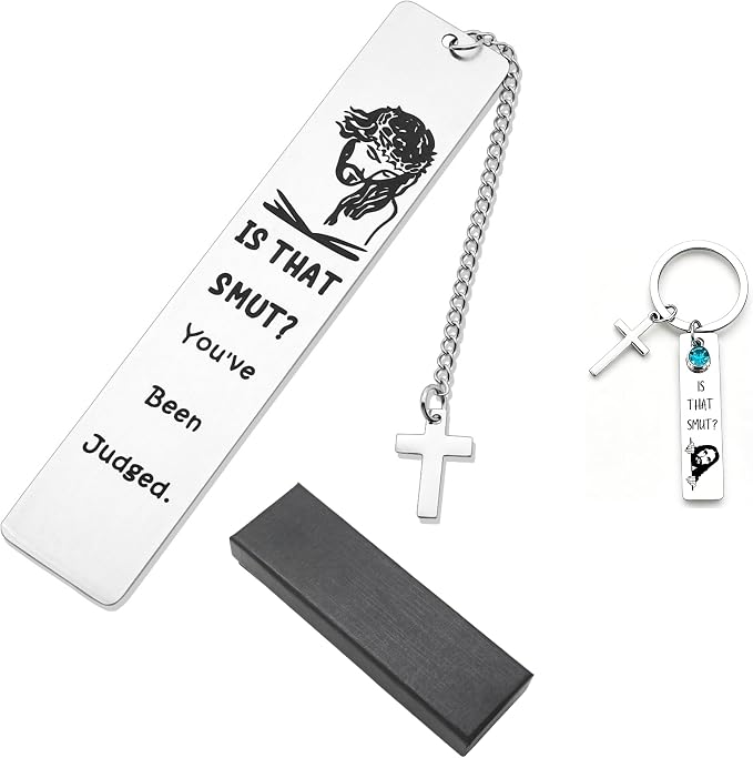 Metal Bookmark Funny Gifts Bookmarks for Women Men Reading Gifts Book Lovers Gift Box Birthday Christmas Easter Gift for Adults Teen Boys Girl (Bookmark Cross Pendant with Keychain)