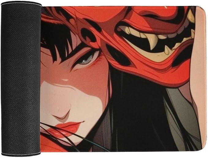 Large Mouse Pad Gaming Japanese Female Samurai Anime Girl Cool Big Computer Desk Mat Desk Pad for Keyboard and Mouse Mat Non-Slip Base 40X75cm, Style