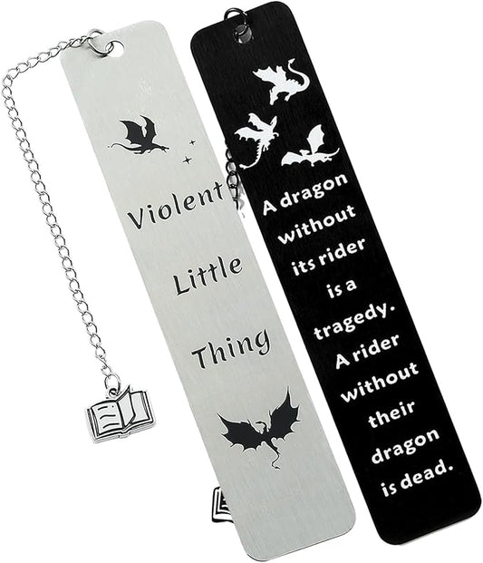 Dragon Metal Bookmarks Set, Fourth Wing Stainless Steel Bookmark with Charm, Book Mark for Reading Women and Men, Book Accessories for Book Lover (Style 6)