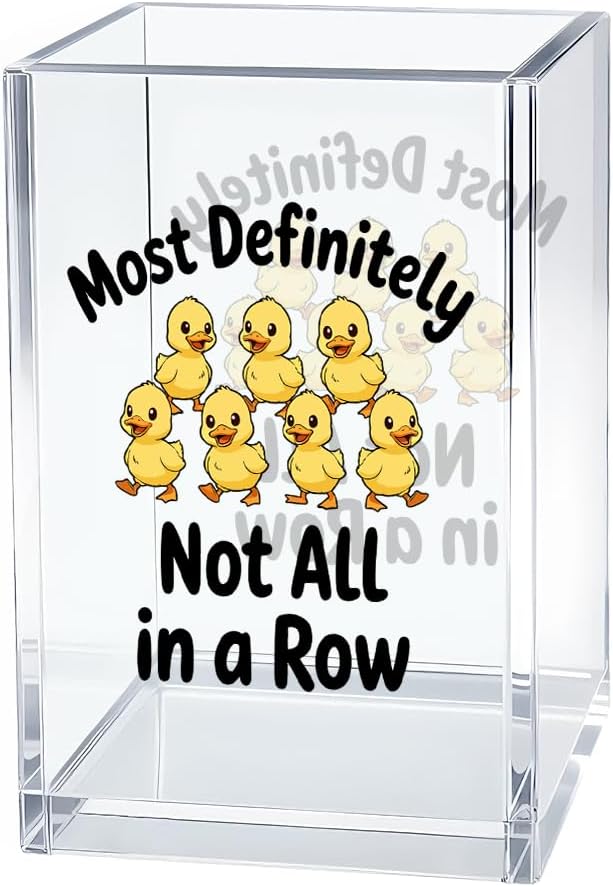 Most Definitely Not All In A Row Acrylic Pen Holder Cosmetic Organizer, Duck Pencil Organizer for Desk Cup, Duck Desk Accessories Office Gifts for Coworker Teacher Classmate Planner Collector