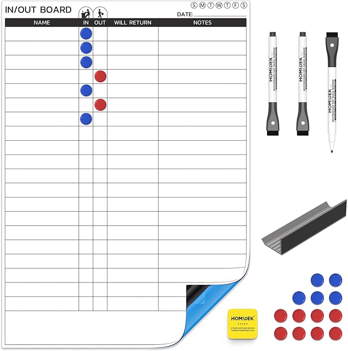 HOMiDEK in and Out Adhesive Backing Dry Erase Planner Board for Office Employee