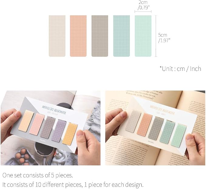 Monolike Magnetic Bookmarks Grid Sunset + Soft Clay, Set of 10