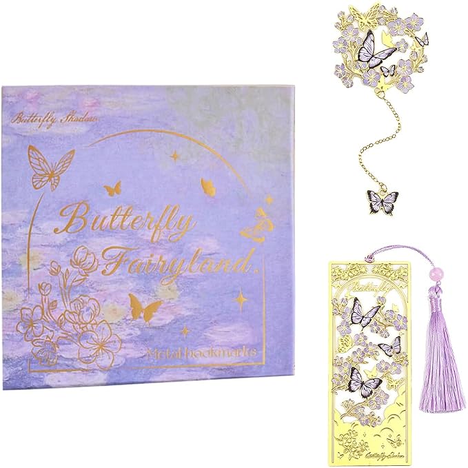 icceemee 2pcs Bookmark Butterfly Flower Theme Pretty Book Marks Set with Bookmarks for Women, Cute Book Markers for Writers, Kids, Teens, Men Readers, Reading Accessories Gifts for Book Lovers