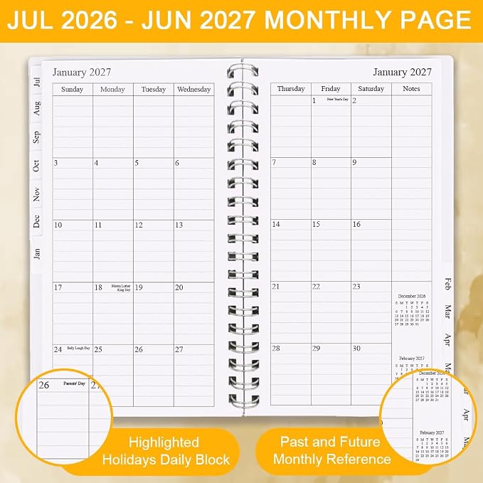 2026-2027 Pocket Planner/Calendar - July 2026 - June 2027, A6 Weekly & Monthly Organizer to Track Goals, Easy to Organize Your Daily Life, 3.75" x 6.75", Leaf