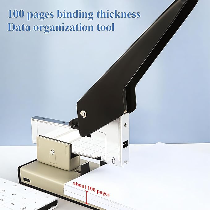M&G Heavy Duty Stapler with 1000 Staples, 100 Sheet High Capacity, Large Metal Office Stapler for Paper Binding，White