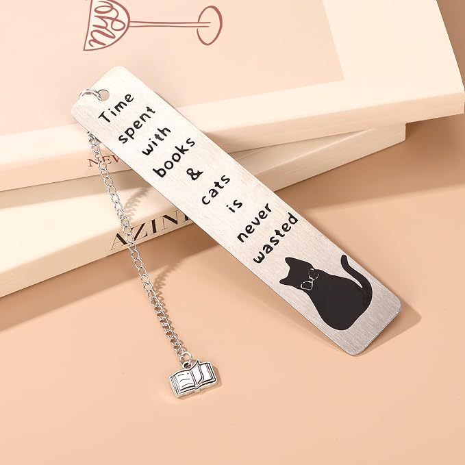 Cute Cat Bookmark for Women, Bow Black Cat Funny Metal Book Mark Book Lovers Reading Accessories for Women Men Boys Girls Readers Gift