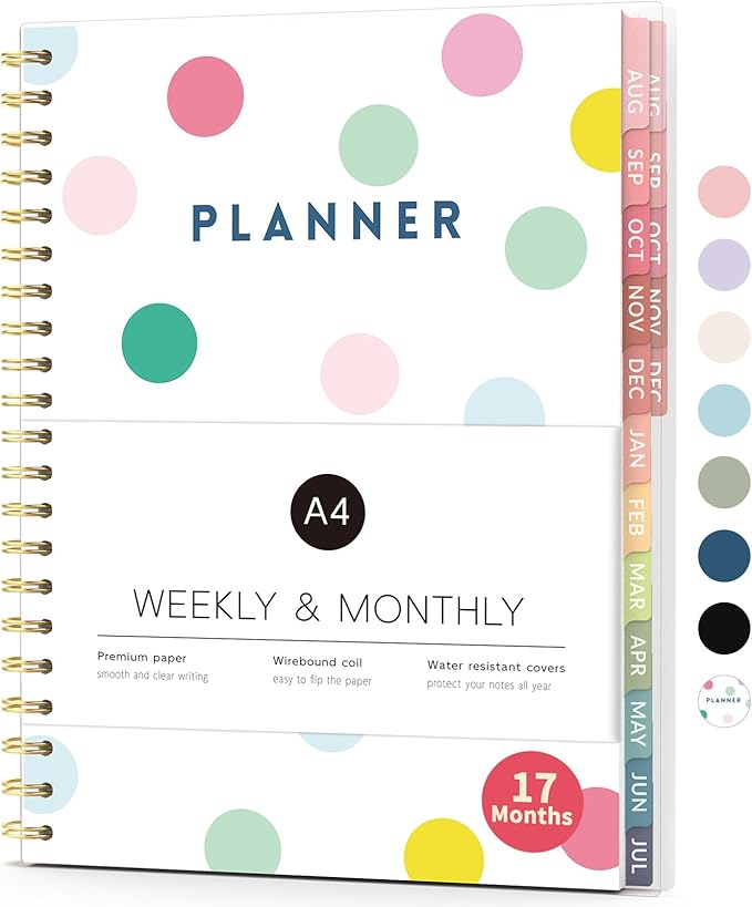 Aug 2026 - Dec 2027 Planner, Forvencer 17 Month Academic Planner 2026-2027, 8.5" x 11", Calendar Planner Weekly and Monthly, Daily Agenda, School Supplies for Student Teacher, A4, Polka Dot Style