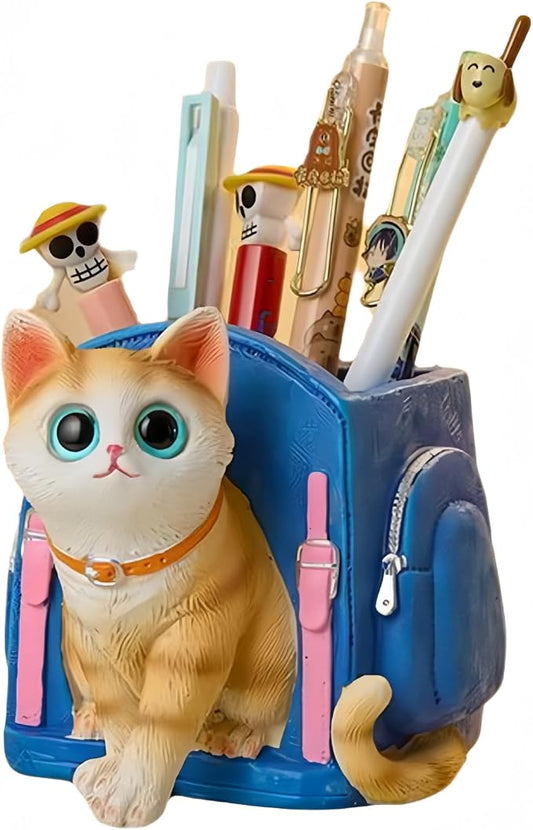 Cute Lucky Cat Pen Holder for Desk, 2026 New Cat Pencil Holder, Cat Lover Gifts for Women, Cat Desk Accessories Decor for Home Office School, Gifts for Cat Lovers