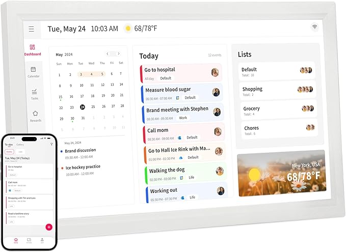 Akimart Calendar: 21.5 inch Wall Planner Digital Calendar & Chore Chart, Smart Touchscreen Interactive Display for Family Schedules, Hearth Display Digital Calendar, Great for Organizing Your 2026 Year