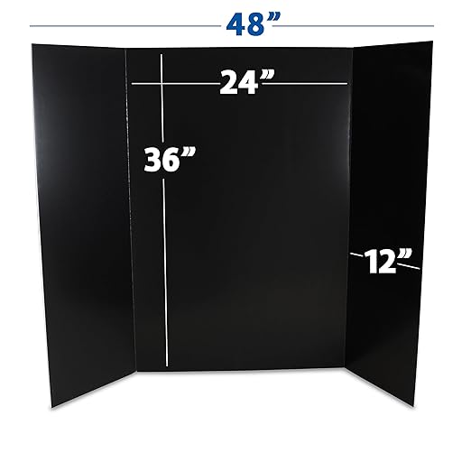 Flipside Products 36” x 48” Foam Project Boards for Presentations, Science Fair, School Projects, Event Displays and Trifold Picture Board - Black 3/16'' Thick - 3 Pack