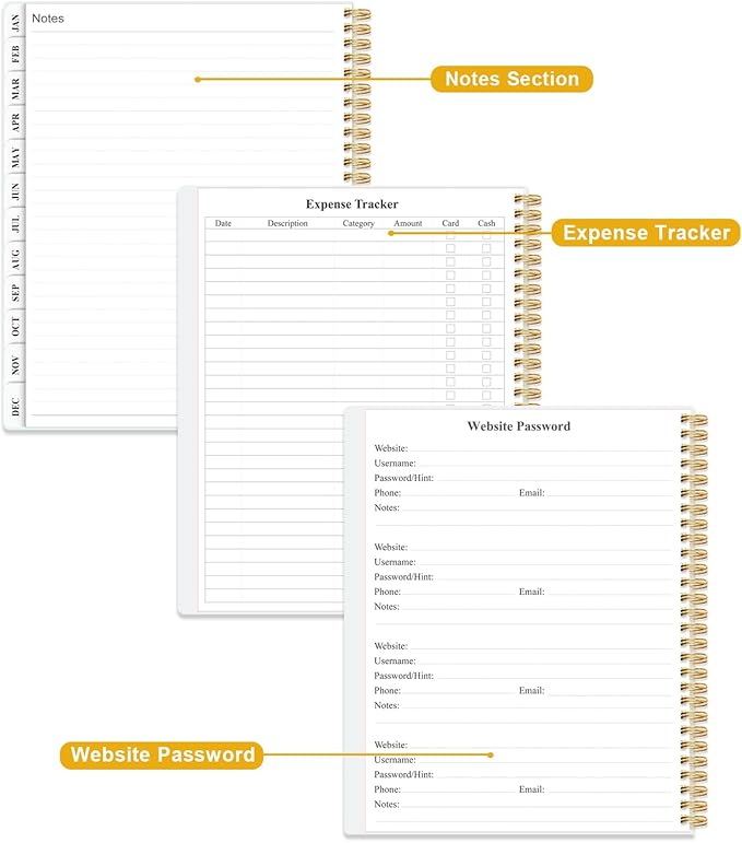 Planner 2026 - Weekly & Monthly Academic Year Planner from January 2026 to December 2026, Planner 2026 with Inner Pocket, Elastic Band, Twin-wire Binding, Perfect Daily Organizer, 8.5'' × 11'', Blue Gold Leaf