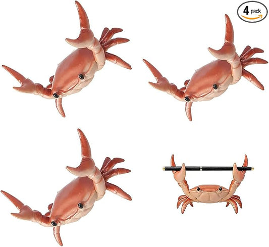 Desk Crab Pen Holder 4 Pack, Creative Weightlifting Crab Resin Pencil Stand Holder,Funny Office Desk Accessories for Home, School, Studio (Red)