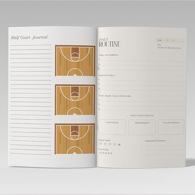 Basketball Coaching Notebook 8.5 x 11, 130 Pages - Practice Planner, Playbook Journal, Full & Half Court Diagrams, Coaching Notes, Calendar Pages, Training Templates for Youth, High School & College Coaches